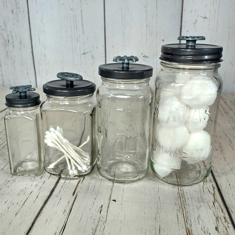 Recycled Glass Bath Vanity Desk Storage Set Charcoal Gray